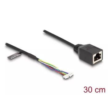 Kabel sieciowy DeLOCK 88007 RJ45 na 4-pinowy 6-pinowy Cat5e 0,3m Czarny