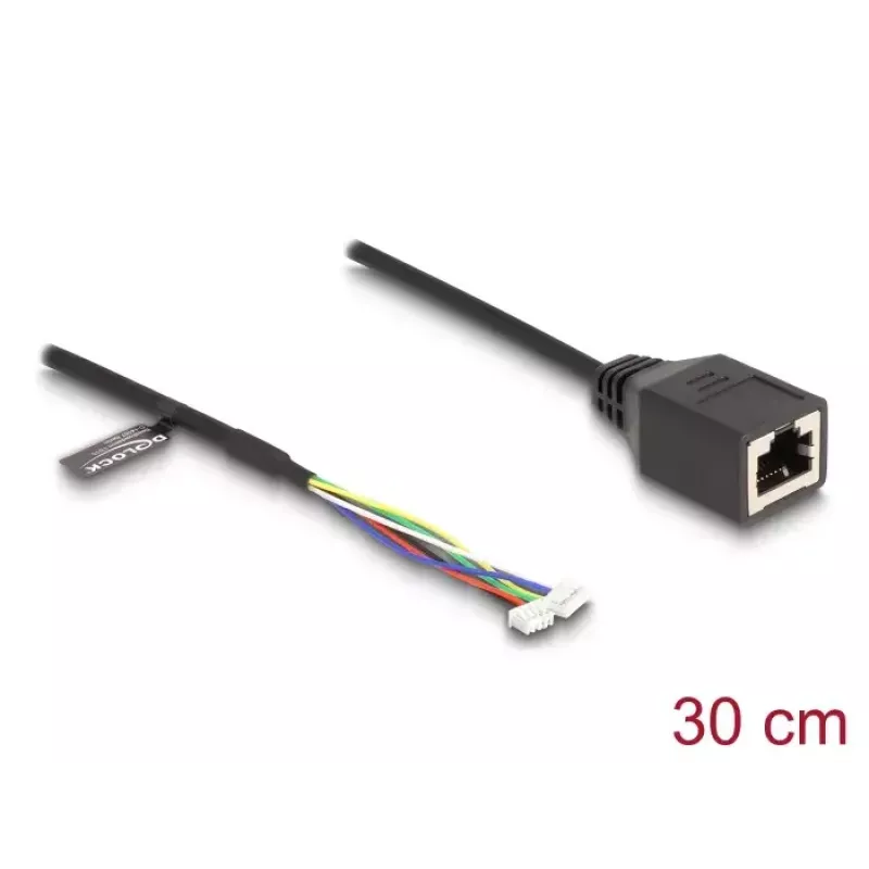 Kabel sieciowy DeLOCK 88007 RJ45 na 4-pinowy 6-pinowy Cat5e 0,3m Czarny