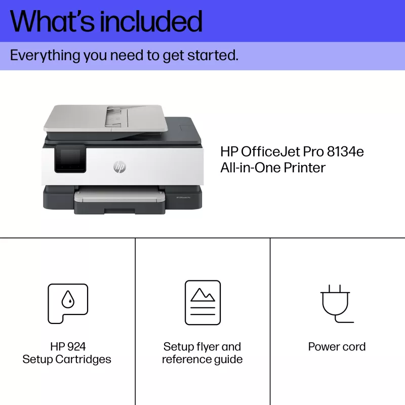 HP OfficeJet Pro 8134e Bezprzewodowa kolorowa drukarka wielofunkcyjna, Instant Ink; Druk dwustronny