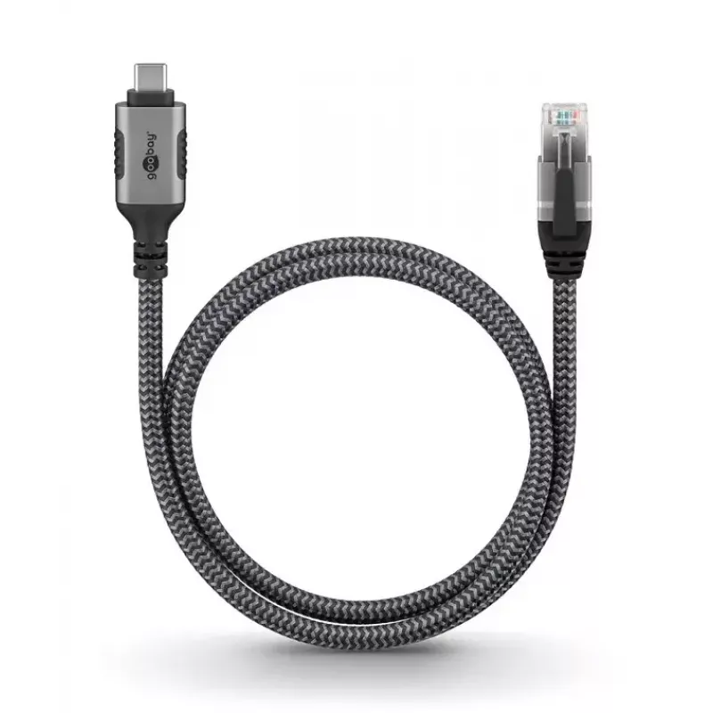 Przejściówka Goobay USB C na RJ-45 10m Czarny Srebrny