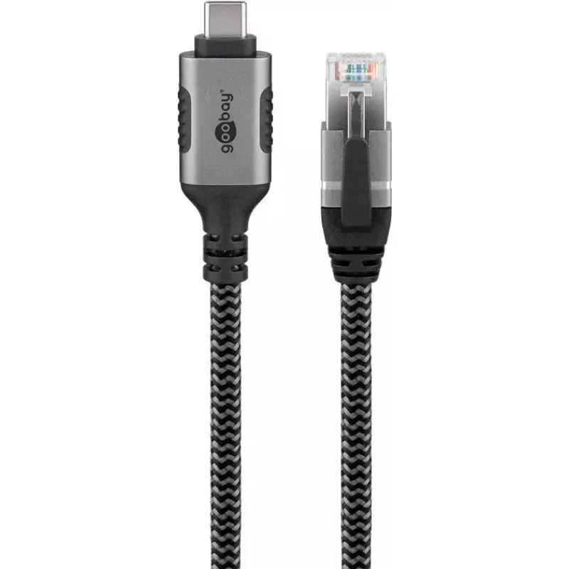 Przejściówka Goobay USB C na RJ-45 10m Czarny Srebrny