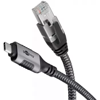 Przejściówka Goobay USB C na RJ-45 10m Czarny Srebrny