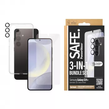 PanzerGlass SAFE. by ® 3-w-1 Zestaw Samsung Galaxy S24+ Odporny na zarysowania i wstrząsy