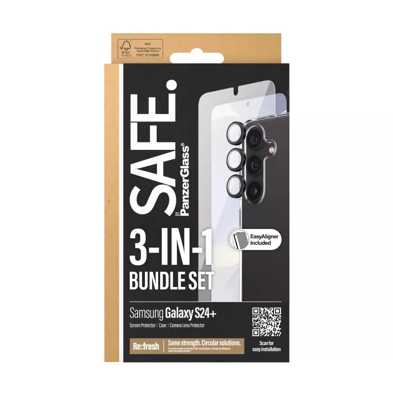 PanzerGlass SAFE. by ® 3-w-1 Zestaw Samsung Galaxy S24+ Odporny na zarysowania i wstrząsy