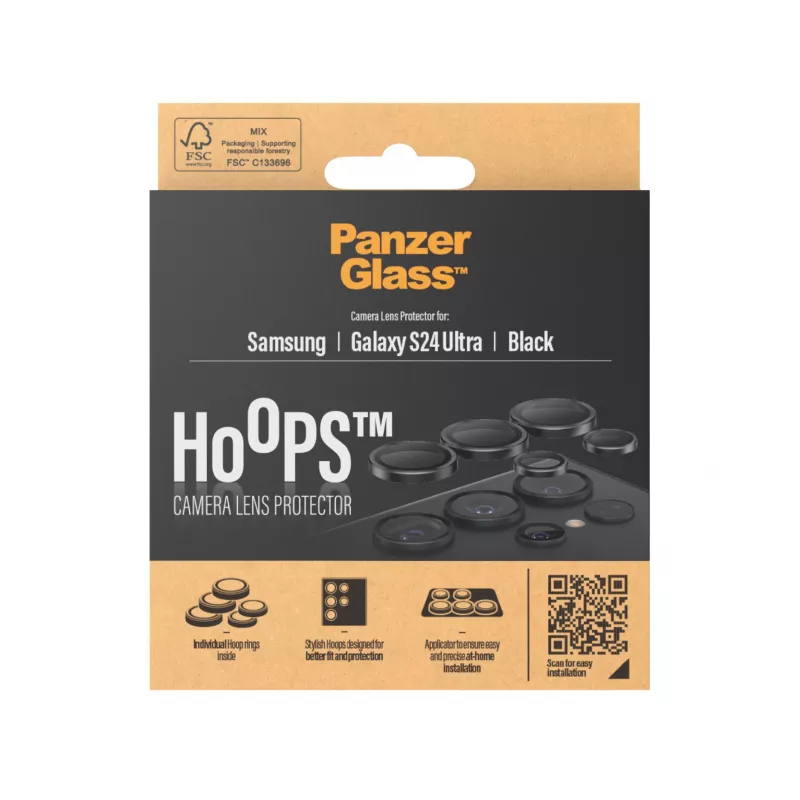PanzerGlass ® Hoops® Osłona obiektywu aparatu Czarny Samsung Galaxy S24 Ultra