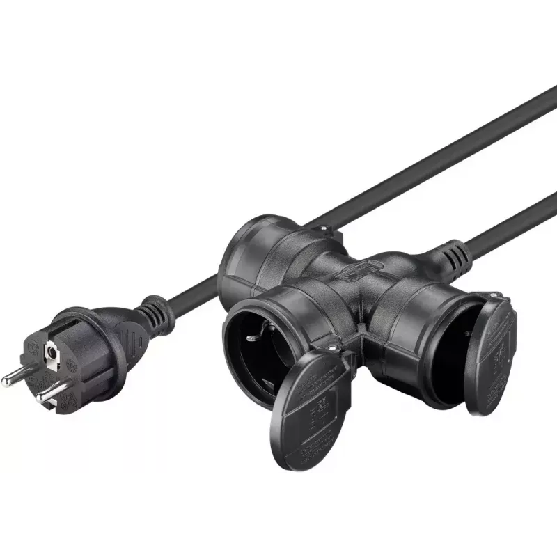 Przedłużacz zasilający Goobay 65438 10 m 3 gniazda AC zewnętrzny czarny