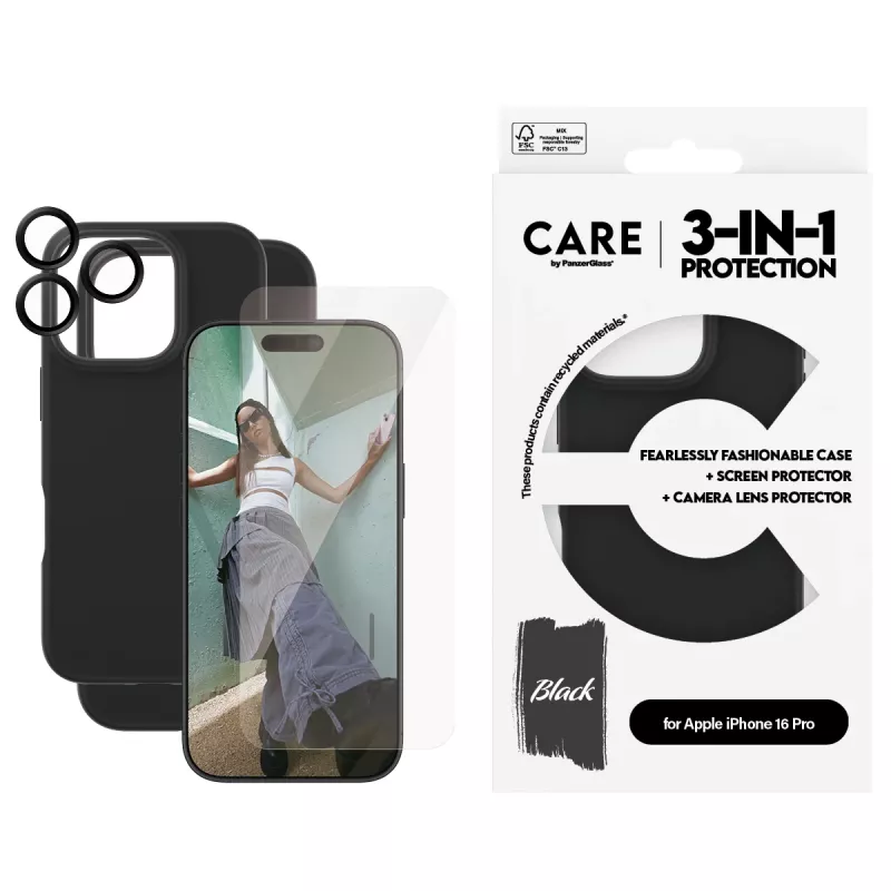 Zestaw 3 w 1 PanzerGlass CARE by Fashion iPhone 16 Pro