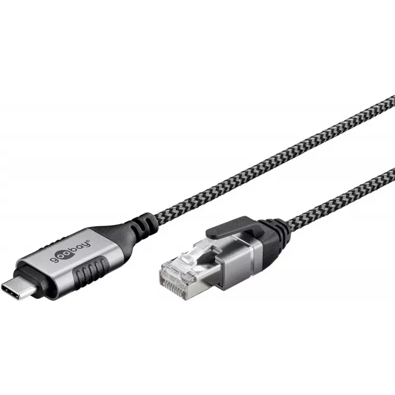 Zmieniacz złącza kabla Goobay 74407 USB 3.1 typu A RJ45 10m czarny i srebrny