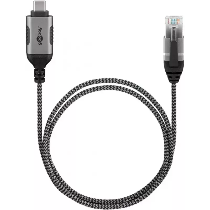 Zmieniacz złącza kabla Goobay 74407 USB 3.1 typu A RJ45 10m czarny i srebrny