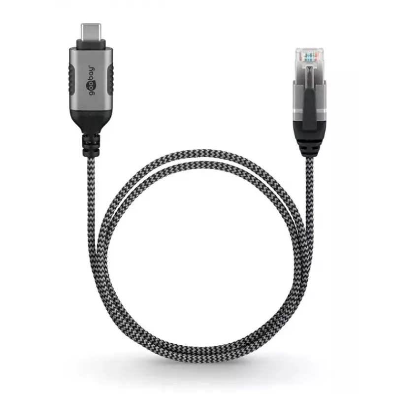 Zmieniacz złącza kabla Goobay 74407 USB 3.1 typu A RJ45 10m czarny i srebrny