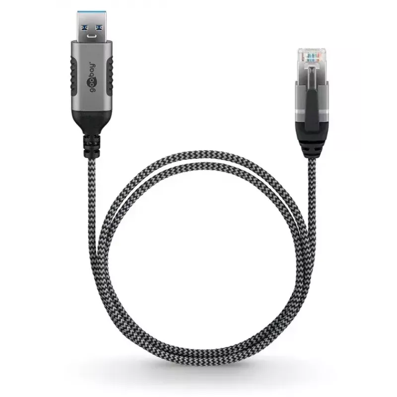 Goobay 74398 Adapter kablowy USB 3.0 Typ A na RJ45 7.5m Czarny Srebrny