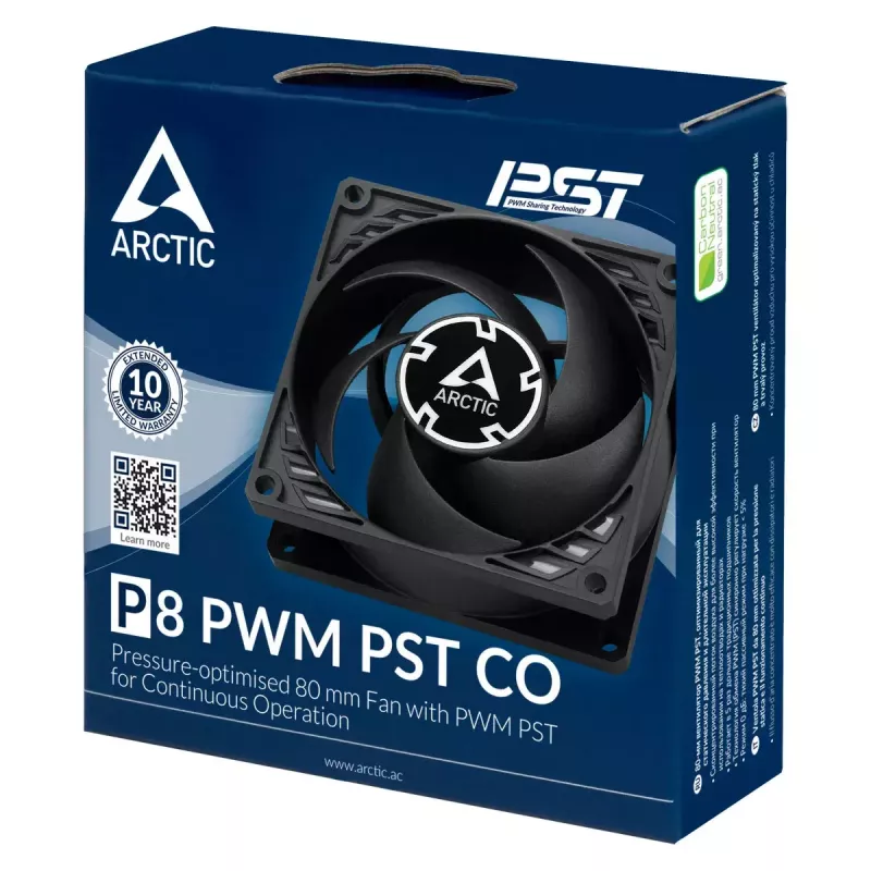 ARCTIC P8 PWM PST CO - Wentylator 80 mm zoptymalizowany pod kątem ciśnienia, z PWM PST do pracy ciągłej