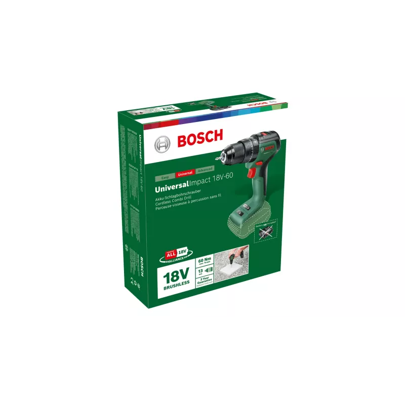 Bosch Universal Impact 18V-60 1900 RPM beznarzędziowy 1,3 kg Czarny, Zielony