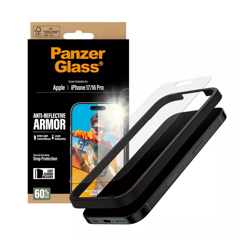 PanzerGlass Anti-Reflective Armor szkło hartowane iPhone 17 iPhone 16 Pro odporne na zarysowania i wstrząsy