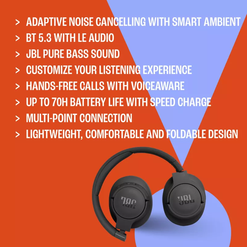Słuchawki JBL Tune 770NC przewodowe i bezprzewodowe nauszne rozmowy/muzyka USB Type-C Bluetooth czarne