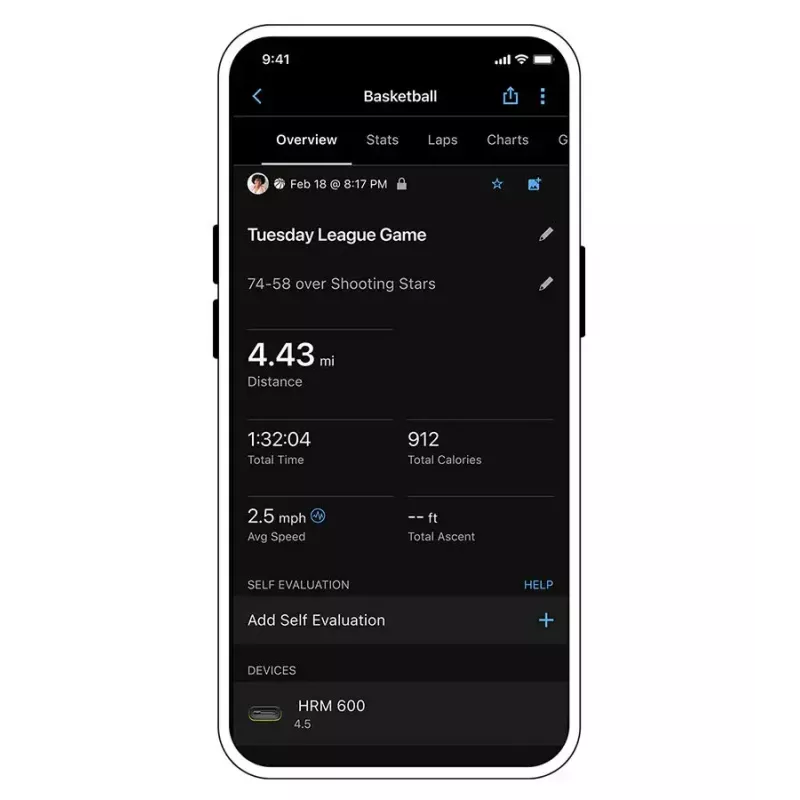 Monitor pracy serca GARMIN HRM 600 na klatkę piersiową Bluetooth/ANT+ czarny — regulowany 72–106 mm, wodoodporny
