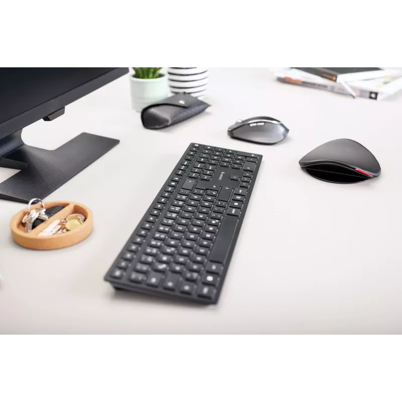 Klawiatura CHERRY KW 9100 cienki uniwersalna RF Wireless + Bluetooth AZERTY French czarna