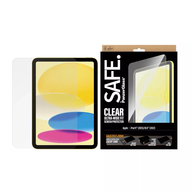 PanzerGlass SAFE. by ® Osłona ekranu iPad 11 cali (2025-2026) | 10,9 cala (2022) | Ultra-Wide Fit z narzędziem Fastfit