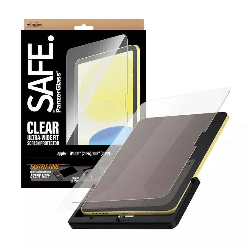 PanzerGlass SAFE. by ® Osłona ekranu iPad 11 cali (2025-2026) | 10,9 cala (2022) | Ultra-Wide Fit z narzędziem Fastfit