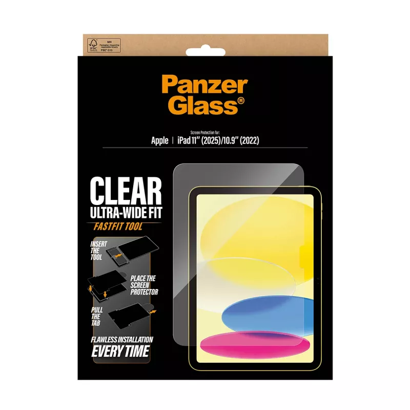 PanzerGlass ® Szkło ochronne iPad 11 cali (2025-2026) | 10,9 cala (2022) | Ultra-Wide Fit z narzędziem Fastfit