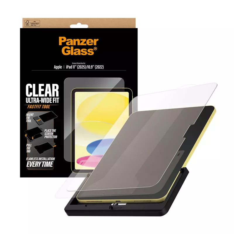 PanzerGlass ® Szkło ochronne iPad 11 cali (2025-2026) | 10,9 cala (2022) | Ultra-Wide Fit z narzędziem Fastfit