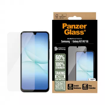 PanzerGlass Ochrona ekranu dla Samsung Galaxy A17 / A17 5G — Ultra-Wide Fit, PET+Silicone, odporny na zarysowania i wstrząsy