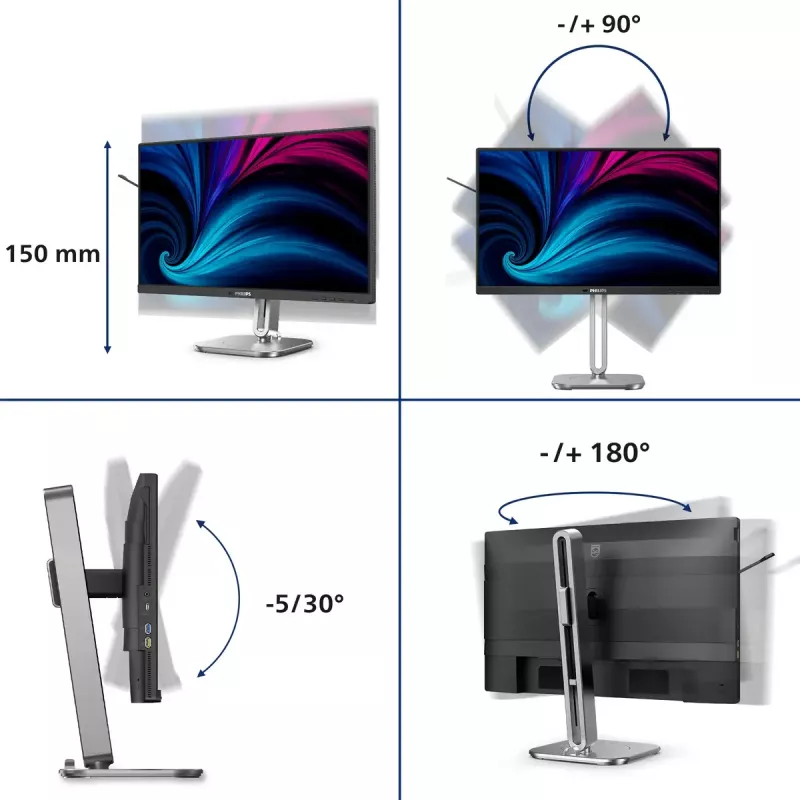 Monitor komputerowy Philips 4000 series 24B2U4301/00 60,5 cm (23,8 cala) 1920 x 1080 pikseli Full HD LCD Szary