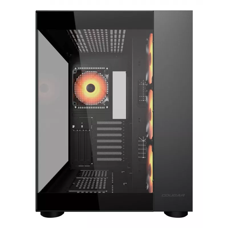 COUGAR PC Midi Tower Case FV150 ARGB — czarny, ATX/MicroATX/Mini-ITX, 3x120 mm przód + 1x120 mm tył, 2x3.5 cala i 2x2.5 cala zatoki