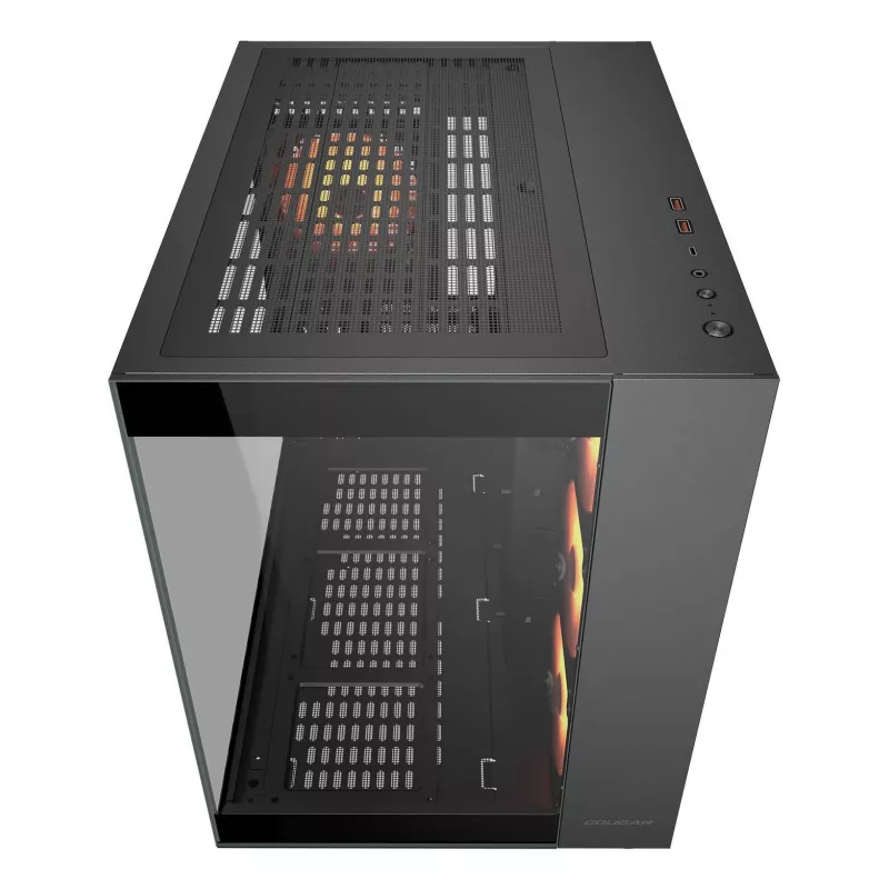 COUGAR PC Midi Tower Case FV150 ARGB — czarny, ATX/MicroATX/Mini-ITX, 3x120 mm przód + 1x120 mm tył, 2x3.5 cala i 2x2.5 cala zatoki