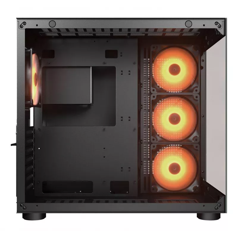 COUGAR PC Midi Tower Case FV150 ARGB — czarny, ATX/MicroATX/Mini-ITX, 3x120 mm przód + 1x120 mm tył, 2x3.5 cala i 2x2.5 cala zatoki