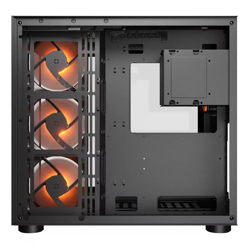 COUGAR PC Midi Tower Case FV150 ARGB — czarny, ATX/MicroATX/Mini-ITX, 3x120 mm przód + 1x120 mm tył, 2x3.5 cala i 2x2.5 cala zatoki