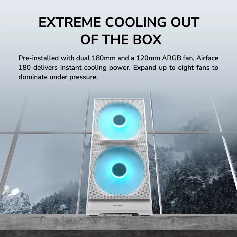 COUGAR Midi Tower Case, Airface 180, ARGB, Czarny