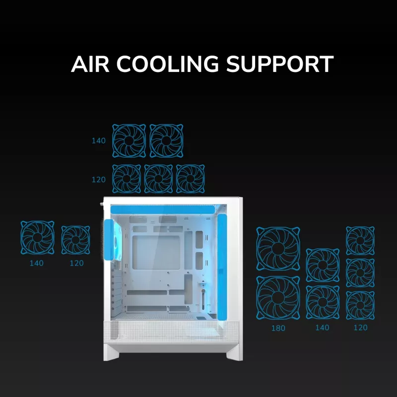 COUGAR Midi Tower Case, Airface 180, ARGB, Czarny