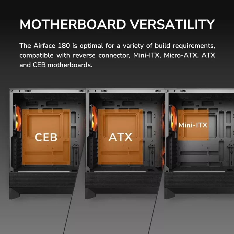 COUGAR Midi Tower Case, Airface 180, ARGB, Czarny