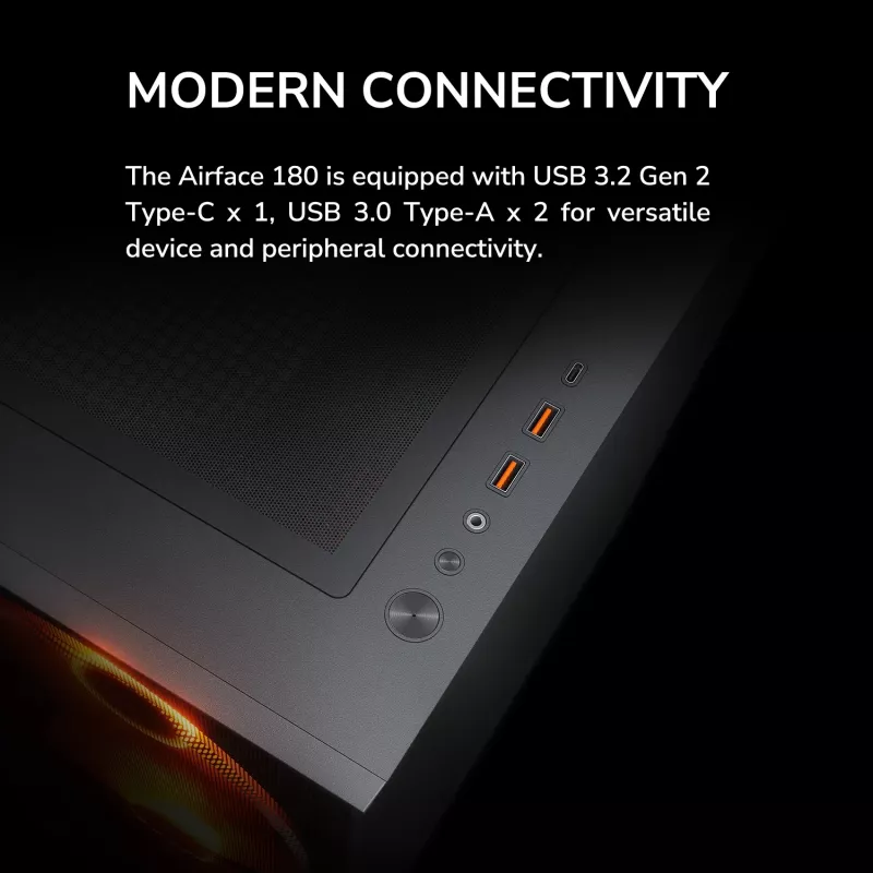 COUGAR Midi Tower Case, Airface 180, ARGB, Czarny