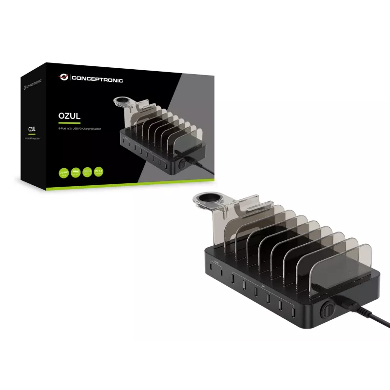 Stacja ładująca Conceptronic OZUL 8-portowa 75W USB PD