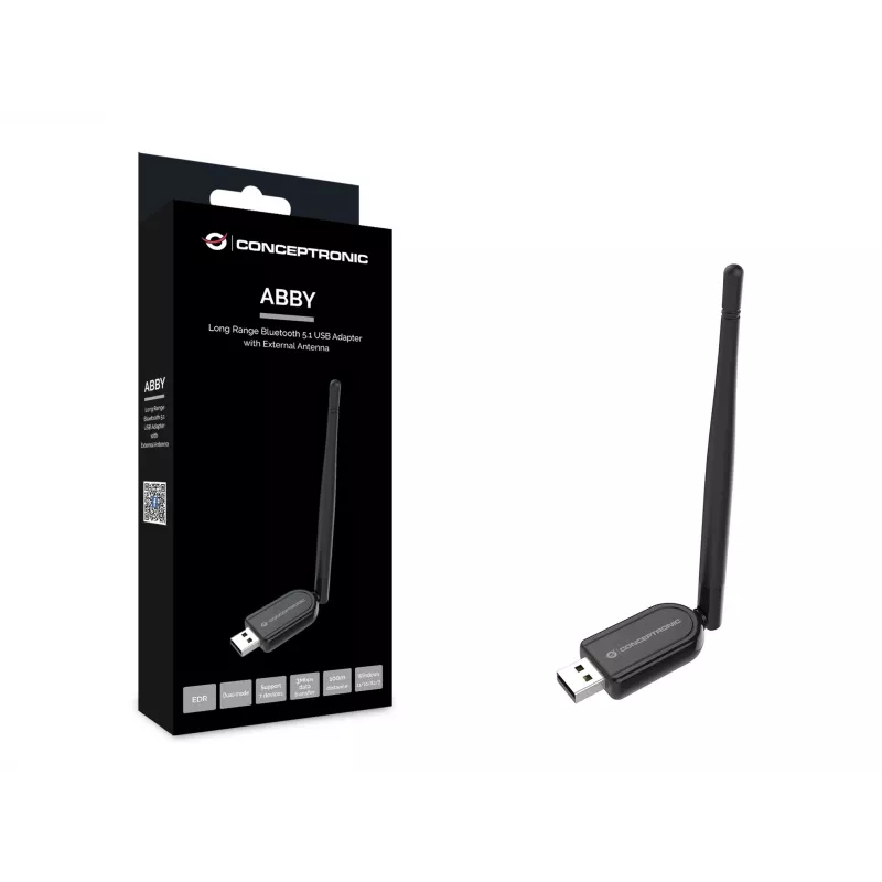 Conceptronic ABBY Long Range Bluetooth 5.1 USB Adapter z zewnętrzną anteną