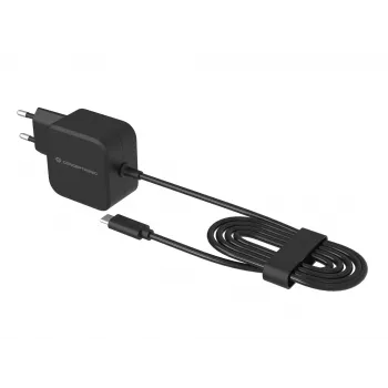 Conceptronic OZUL04BE 67W GaN USB PD Charger, Built-in USB-C kabel