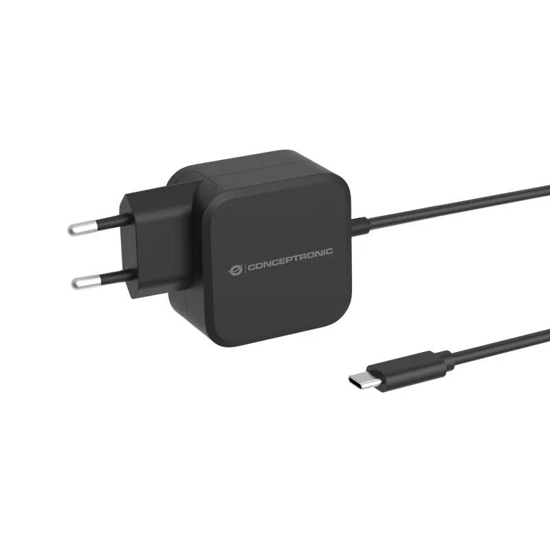 Conceptronic OZUL04BE 67W GaN USB PD Charger, Built-in USB-C kabel