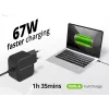 Conceptronic OZUL04BE 67W GaN USB PD Charger, Built-in USB-C kabel