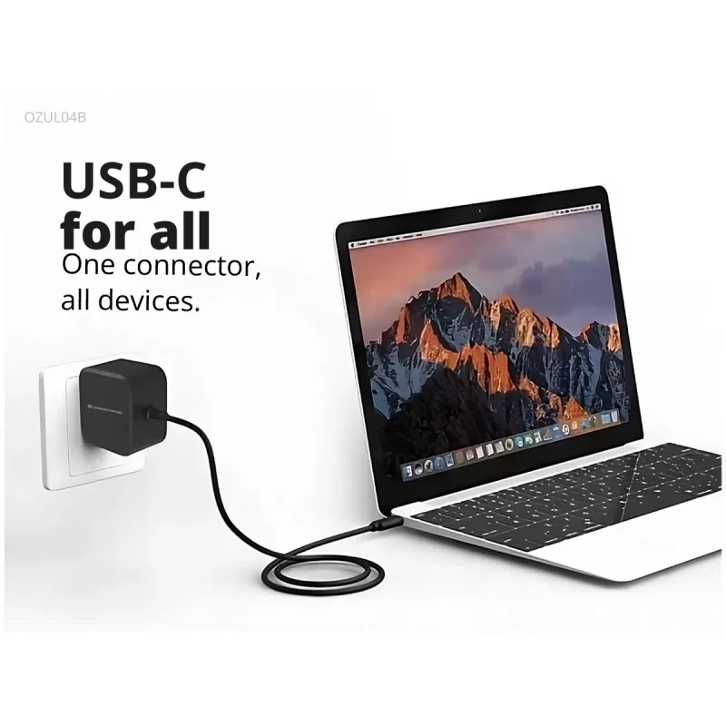 Conceptronic OZUL04BE 67W GaN USB PD Charger, Built-in USB-C kabel