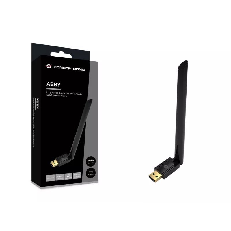 Conceptronic ABBY17B Adapter USB Bluetooth 5.3 Dalekiego Zasięgu, Antena Zewnętrzna