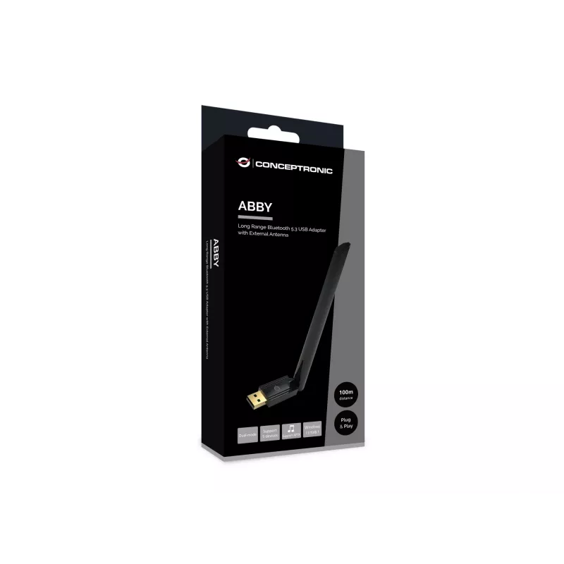 Conceptronic ABBY17B Adapter USB Bluetooth 5.3 Dalekiego Zasięgu, Antena Zewnętrzna