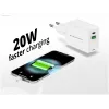 Ładowarka Conceptronic 2-portowa 20W GaN USB PD, USB-C x 1, USB-A x 1, QC 3.0, PPS