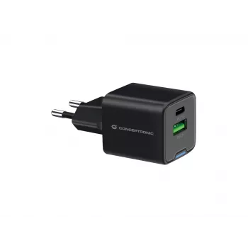 Ładowarka sieciowa Conceptronic 2-portowa 20W GaN USB PD, USB-C x 1, USB-A x 1, QC 3.0, PPS