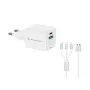 Ładowarka sieciowa Conceptronic 2-portowa 33 W GaN USB PD z kablem ładującym 3-w-1, USB-C x 1, USB-A x 1, QC 3.0, PPS