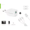 Ładowarka sieciowa Conceptronic 2-portowa 33 W GaN USB PD z kablem ładującym 3-w-1, USB-C x 1, USB-A x 1, QC 3.0, PPS