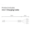 Ładowarka sieciowa Conceptronic 2-portowa 33 W GaN USB PD z kablem ładującym 3-w-1, USB-C x 1, USB-A x 1, QC 3.0, PPS