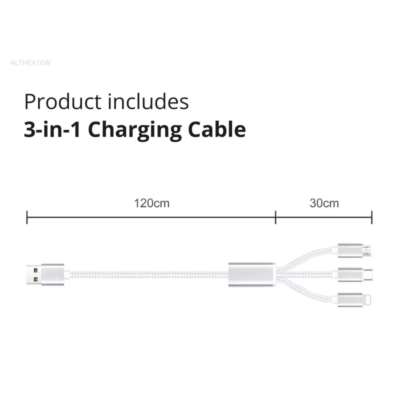 Ładowarka sieciowa Conceptronic 2-portowa 33 W GaN USB PD z kablem ładującym 3-w-1, USB-C x 1, USB-A x 1, QC 3.0, PPS