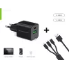 Conceptronic 2-Port 33W GaN USB PD Charger z kablem 3-w-1, USB-C x 1, USB-A x 1, QC 3.0, PPS